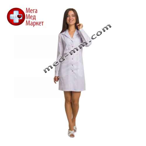 Медицинский халат женский Бостон белый/красная строчка №57